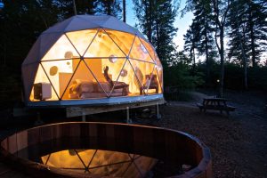 Unique sleeping pod in the forest