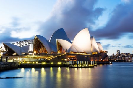 Die landschaft des opernhauses von Sydney