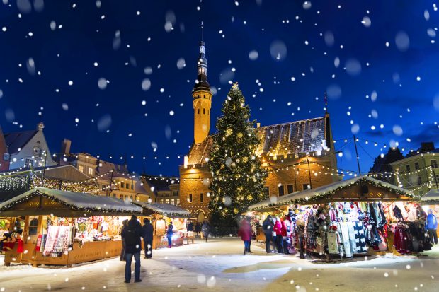 Christmas market in the night